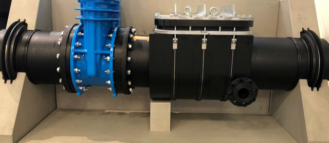 Reinert Ritz CCTV Access point with integrated scour drain and isolation valve dismantling joint