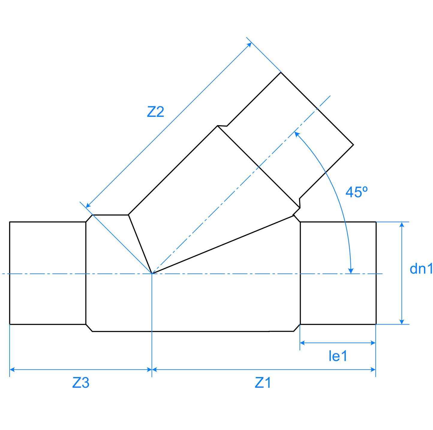 45º Moulded Equal Tee Ill
